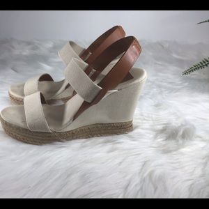 TORY BURCH WEDGE ESPADRILLE SANDALS SLING BACK